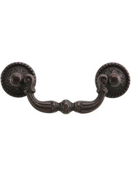 Beaded Flower Post Bail Pull - 2.52 inch Center-to-Center in Oil Rubbed Bronze.